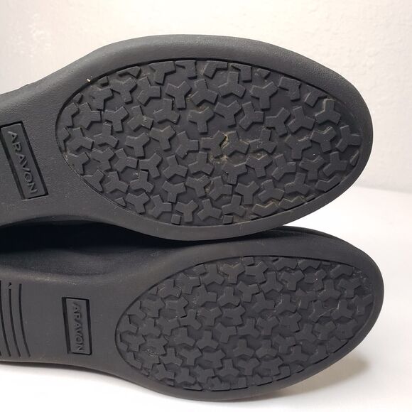 Aravon Womens Fairlee Black Leather Mid Winter Wedge Boots Waterproof Size 8 US - Picture 14 of 16